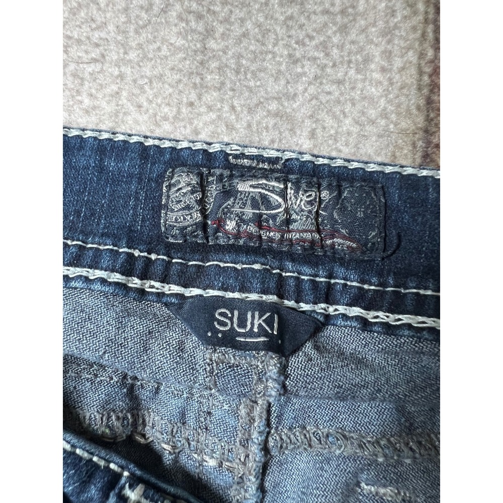 Silver Jeans Co Suki Mid Capri Women 30 Dark Wash Y2K Thick Stitch Boho Cropped - Picture 5 of 8